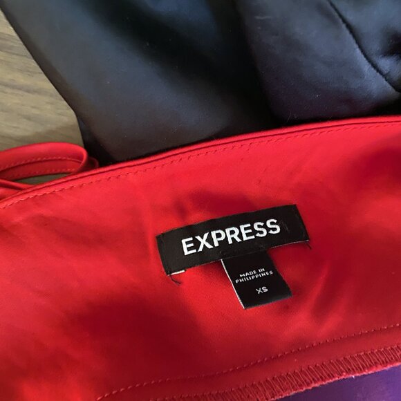 EXPRESS Women's Black Midi Dress with Red and Purple Color Block Size XS - Picture 8 of 8